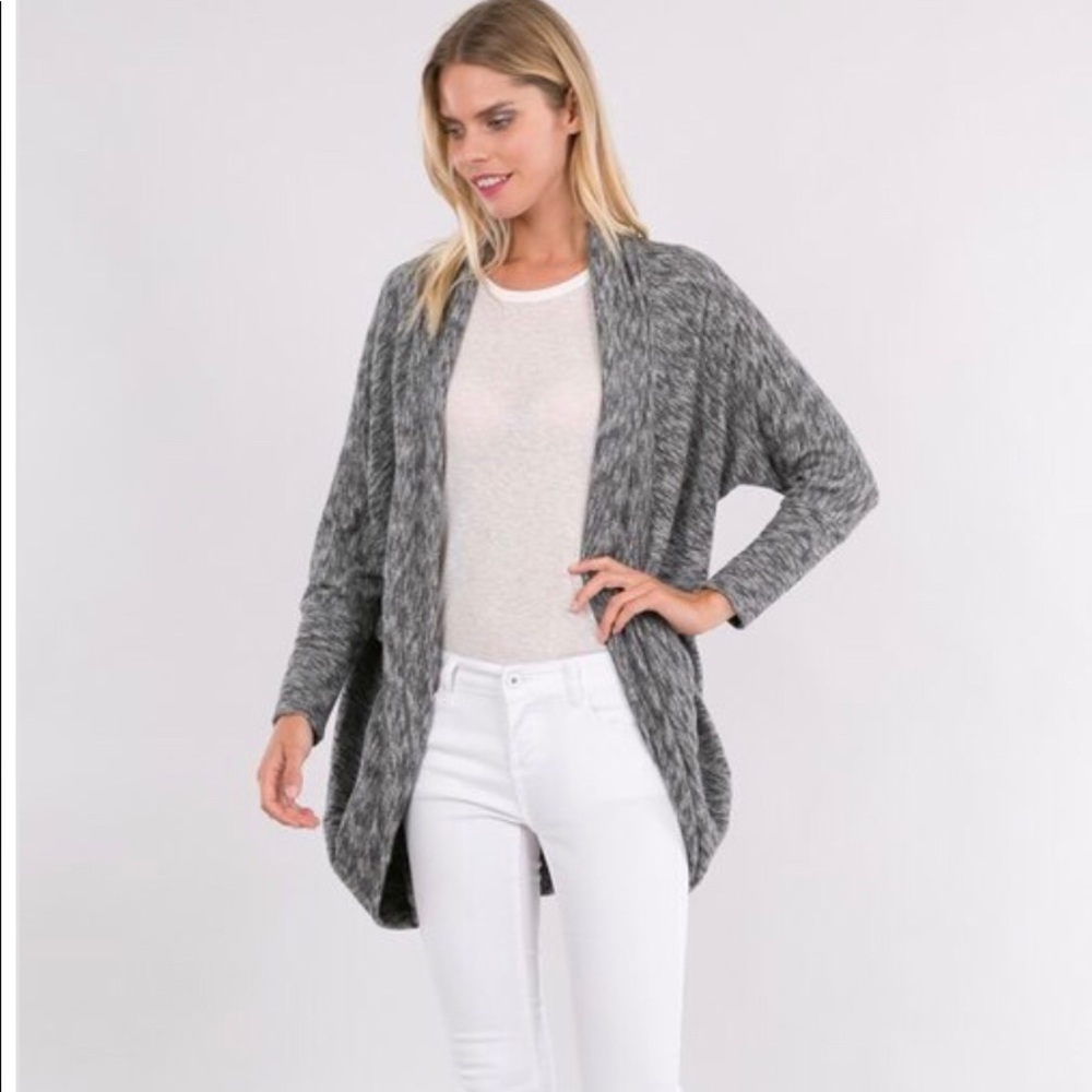 Marled Charcoal Cocoon Cardigan